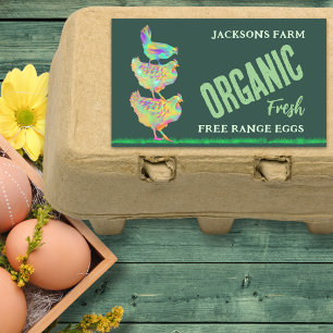 Sticker Rectangulaire Oeufs de poule frais de la ferme Biologique en ple