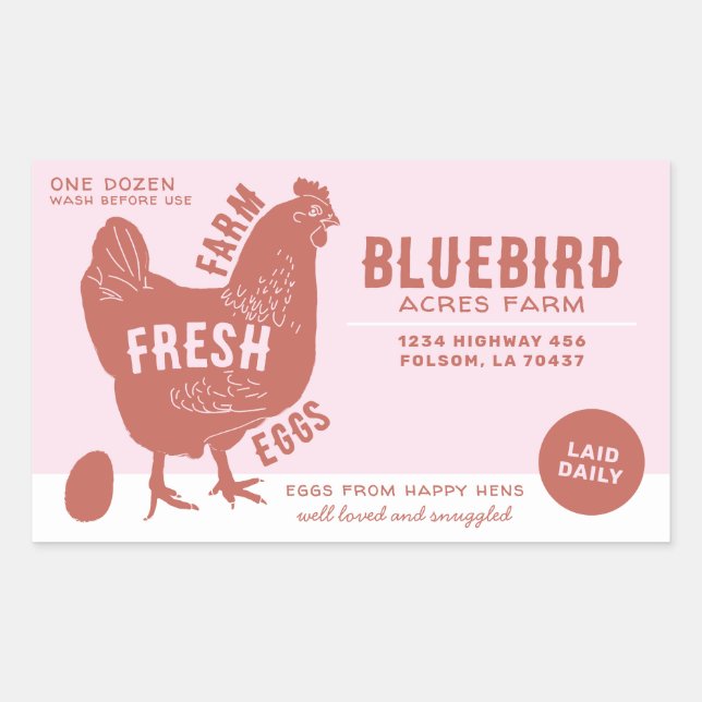 Sticker Rectangulaire Oeufs frais de ferme (Devant)