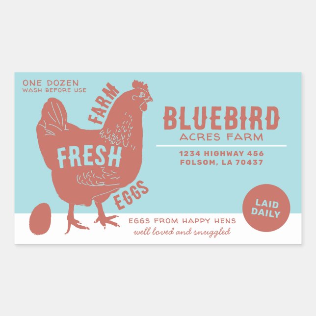 Sticker Rectangulaire Oeufs frais de ferme (Devant)
