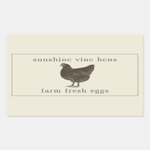 Sticker Rectangulaire Œufs frais de la ferme Carton d'œufs de poule vint