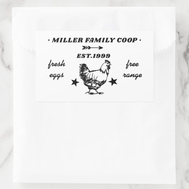 Sticker Rectangulaire Oeufs frais de la houille de famille (Sac)
