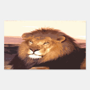 Sticker Rectangulaire OEuvre de Lion