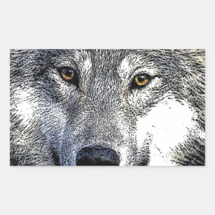 Sticker Rectangulaire OEuvre Wolf Eyes