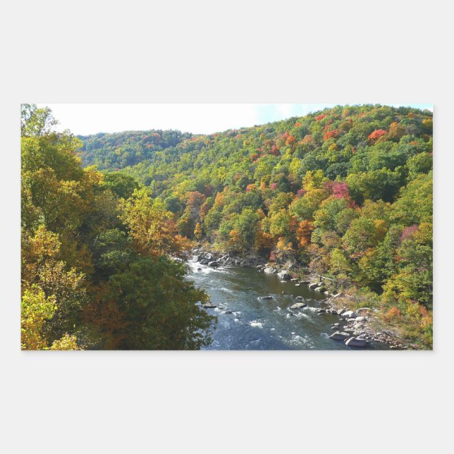 Sticker Rectangulaire Ohiopyle River à l'automne II Pennsylvanie Automne (Devant)
