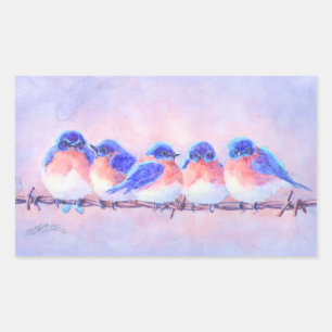 Sticker Rectangulaire OISEAUX BLEUS sur un FIL par SHARON SHARPE