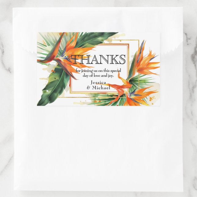 Sticker Rectangulaire Oiseaux de Paradise Bliss (Sac)