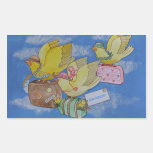 Sticker Rectangulaire Oiseaux sur le nouveau faire-part d'adresse de
