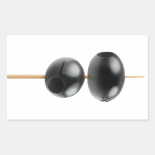 Sticker Rectangulaire Olives noires dressées sur une brochette