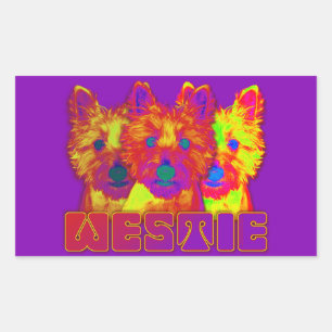 Sticker Rectangulaire Op Art - West Highland Terrier