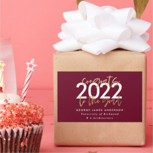 Sticker Rectangulaire or bordeaux écriture moderne stylish graduation