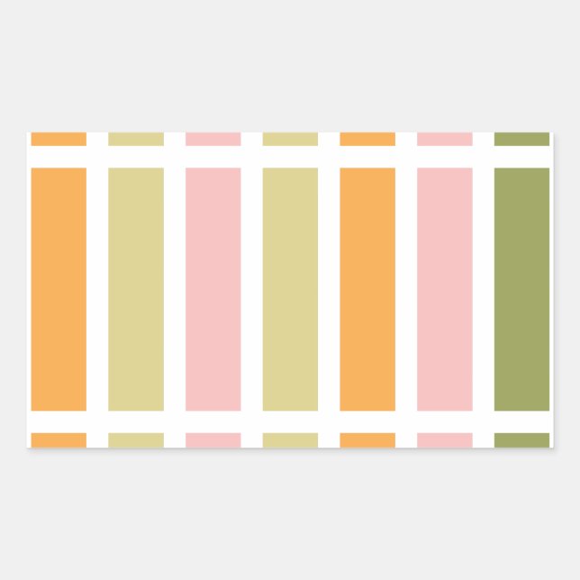 Sticker Rectangulaire Or rose orange et rayures vertes (Devant)
