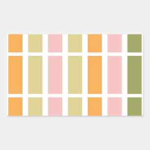Sticker Rectangulaire Or rose orange et rayures vertes