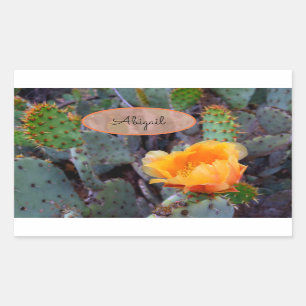 Sticker Rectangulaire Orange Fleur Cactus Blossom Opuntia Prickear