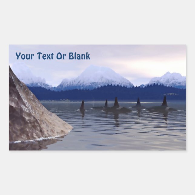 Sticker Rectangulaire Orca d'eau foncée (Devant)