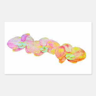 Sticker Rectangulaire Orchidées des Caraïbes, fleurs d'aquarelle tropica