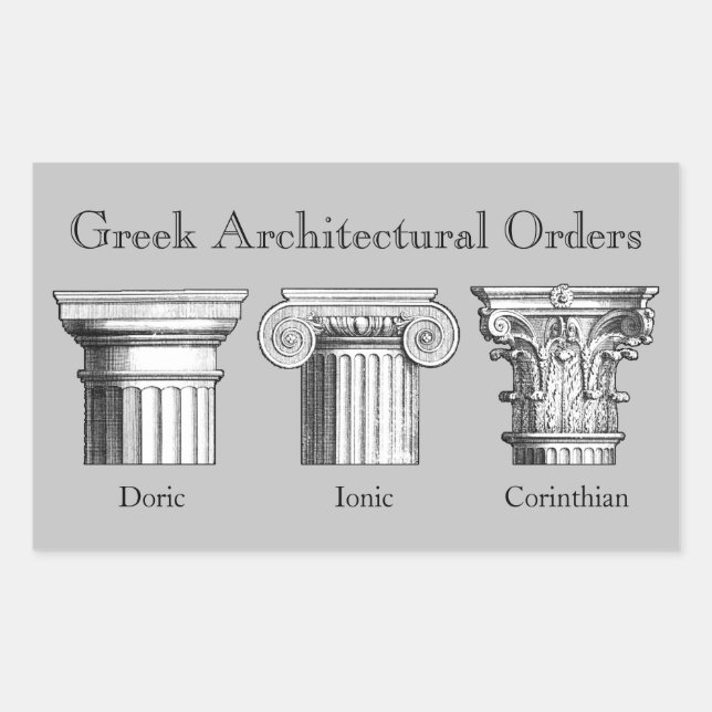 Sticker Rectangulaire Ordres architecturaux grecs : Capitales de colonne (Devant)