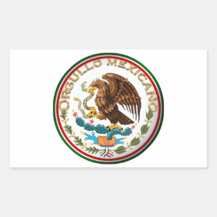 Sticker Rectangulaire Orgullo Mexicano (aigle du drapeau mexicain)
