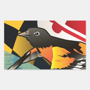 Sticker Rectangulaire Oriole citoyen, oiseau d'État du Maryland
