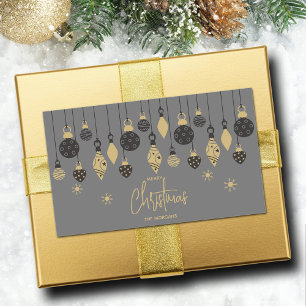 Sticker Rectangulaire Ornements de Noël chic sur gris