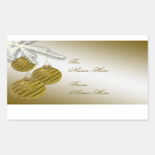 Sticker Rectangulaire Ornements de Noël de parties scintillantes d'or