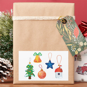 Sticker Rectangulaire Ornements de Noël décoratifs