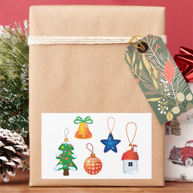 Sticker Rectangulaire Ornements de Noël décoratifs (Créateur téléchargé)