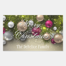 Sticker Rectangulaire Ornements de Noël Multi Couleur