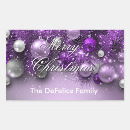 Sticker Rectangulaire Ornements de Noël - Purples