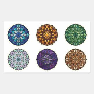 Sticker Rectangulaire Ornements Mandala en Verre Cathédrale