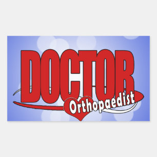 STICKER RECTANGULAIRE ORTHOPEDIST LOGO GRAND MÉDECIN ROUGE