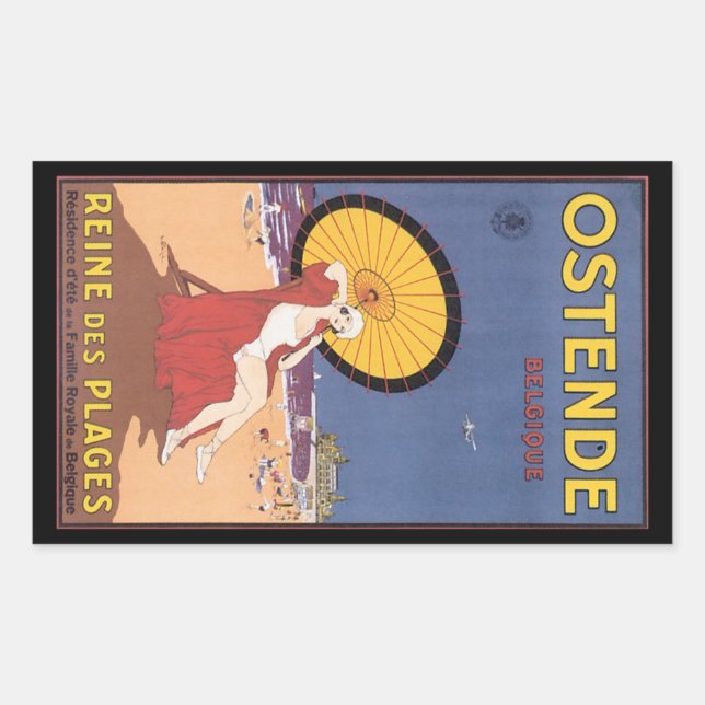 Sticker Rectangulaire Ostende - Belgique (Devant)