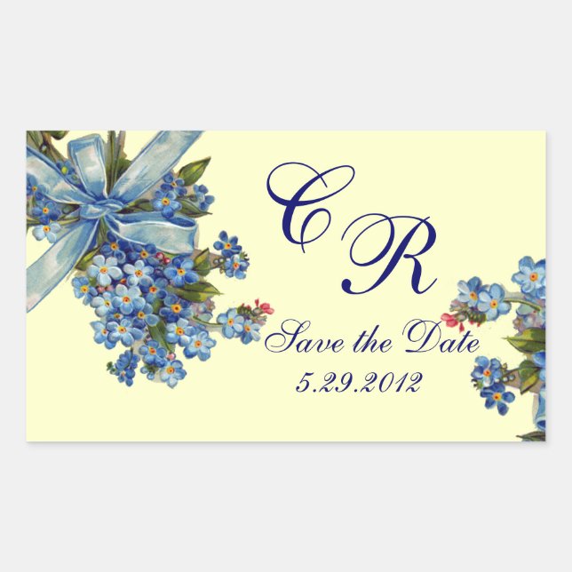 Sticker Rectangulaire OUBLIEZ-MOI NOTES MONOGRAM, MARIAGE PARTY crème bl (Devant)