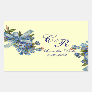 Sticker Rectangulaire OUBLIEZ-MOI NOTES MONOGRAM, MARIAGE PARTY crème bl