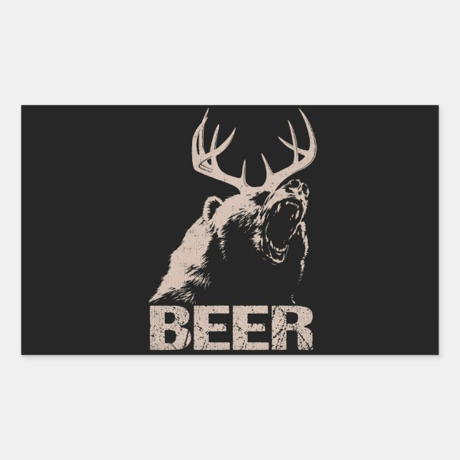Sticker Rectangulaire Ours de cerfs de bière (Devant)