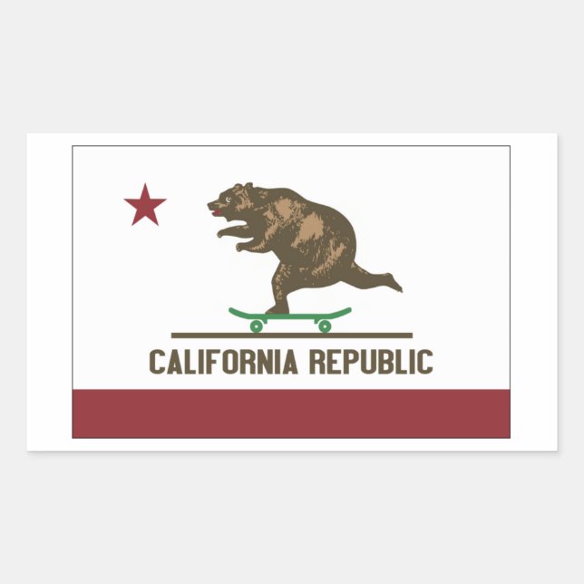 Sticker Rectangulaire Ours de skate de Californie (Devant)
