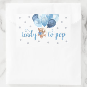 Sticker Rectangulaire Ours en peluche prêt à appuyer