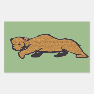 Sticker Rectangulaire Ours grizzli Brown Woodland