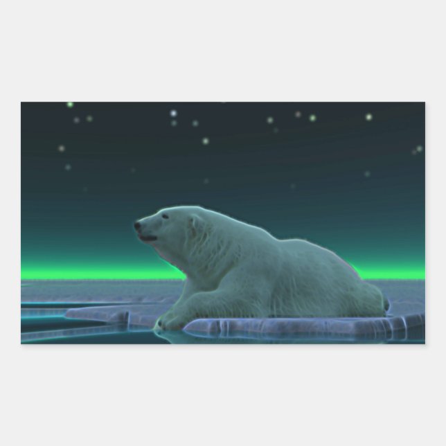 Sticker Rectangulaire Ours polaire à bord de glace (Devant)