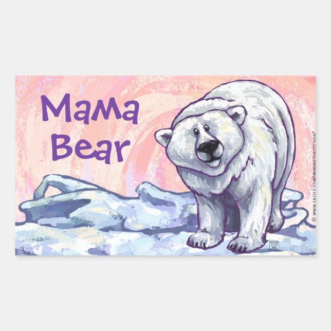 Sticker Rectangulaire Ours polaire mignon pour maman (Devant)