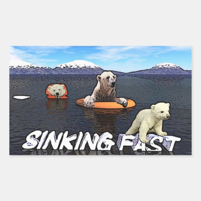 Sticker Rectangulaire Ours polaires - Sinking Fast (Devant)