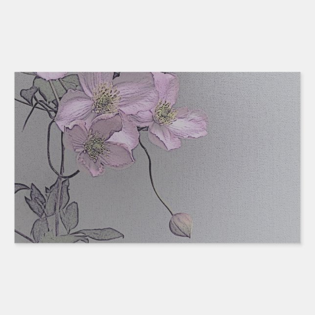 Sticker Rectangulaire © P Wherrell Magnifique clematis rose pâle (Devant)