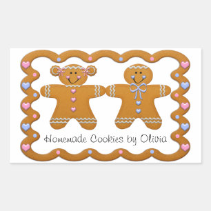 Sticker Rectangulaire Pain d'épices ~ Cookies faits maison Nom personnal