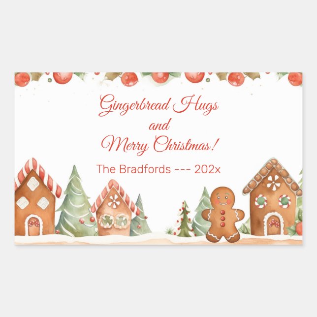 Sticker Rectangulaire Pain d'épices Noël (Devant)