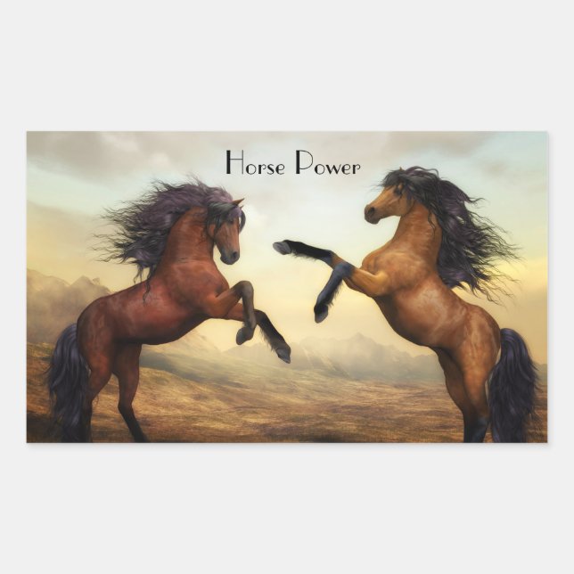 Sticker Rectangulaire paire de chevaux sauvages (Devant)