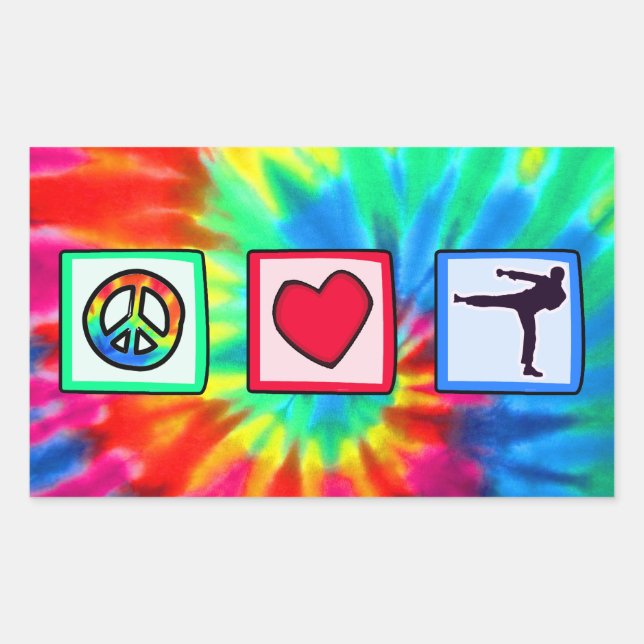 Sticker Rectangulaire Paix, Amour, Arts Martiaux (Devant)