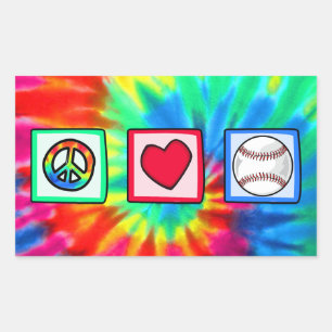 Sticker Rectangulaire Paix, Amour, Baseball