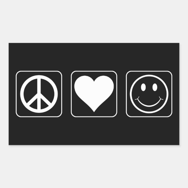 Sticker Rectangulaire Paix Amour Bonheur (Devant)