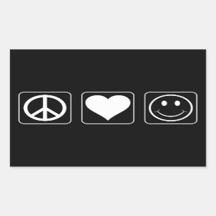 Sticker Rectangulaire Paix Amour Bonheur