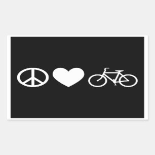 Sticker Rectangulaire Paix Amour et Bicyclettes