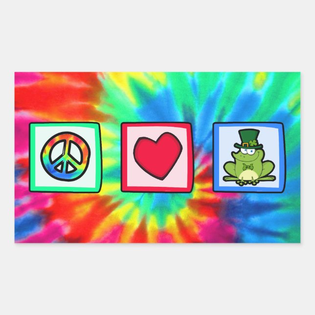 Sticker Rectangulaire Paix, Amour, Grenouille irlandaise (Devant)